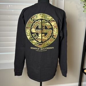 Simply Southern "Camo is the New Black" Long Sleeved t-shirt, Large